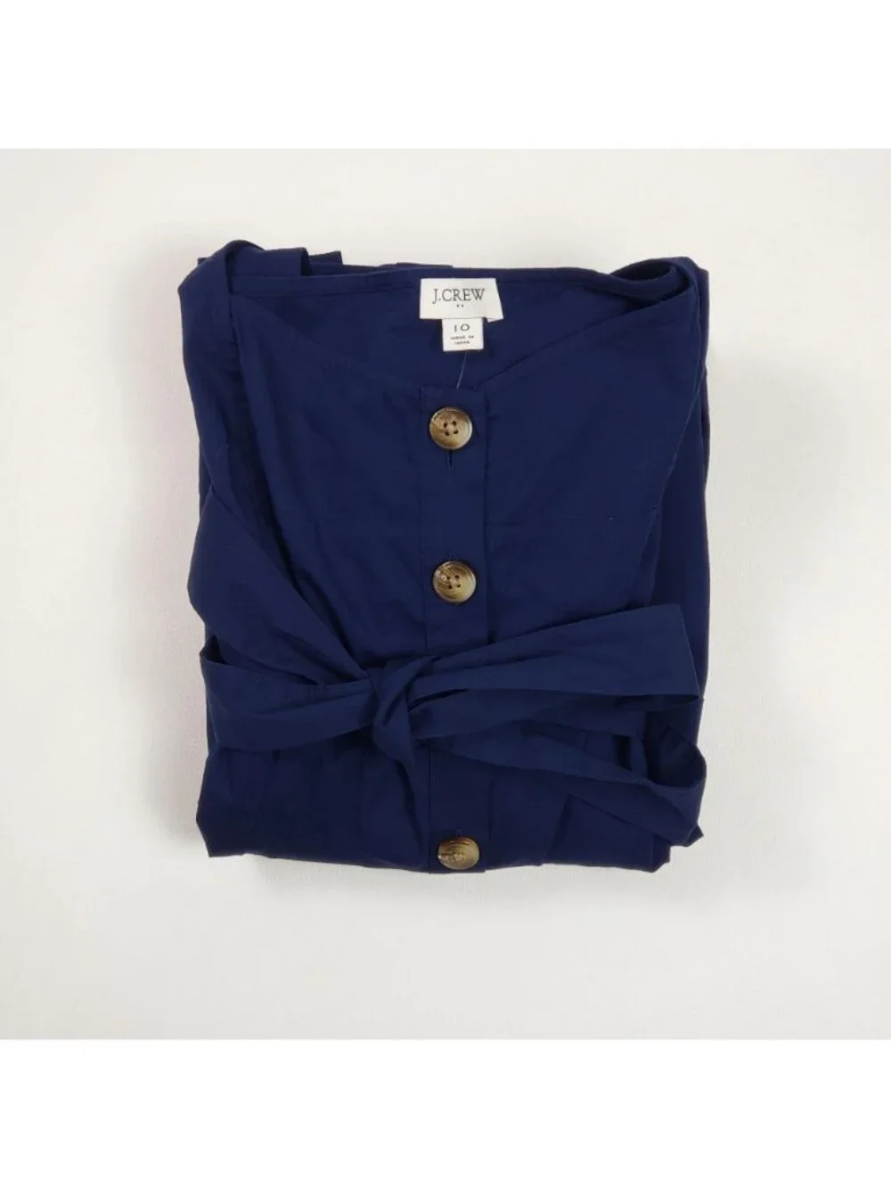 J.Crew Factory Button-Front Belted Midi Dress Antique Navy Women’s Size 10 - Picture 14 of 16